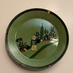 Vintage Tlaquepaque Mexican Folk art pottery plate